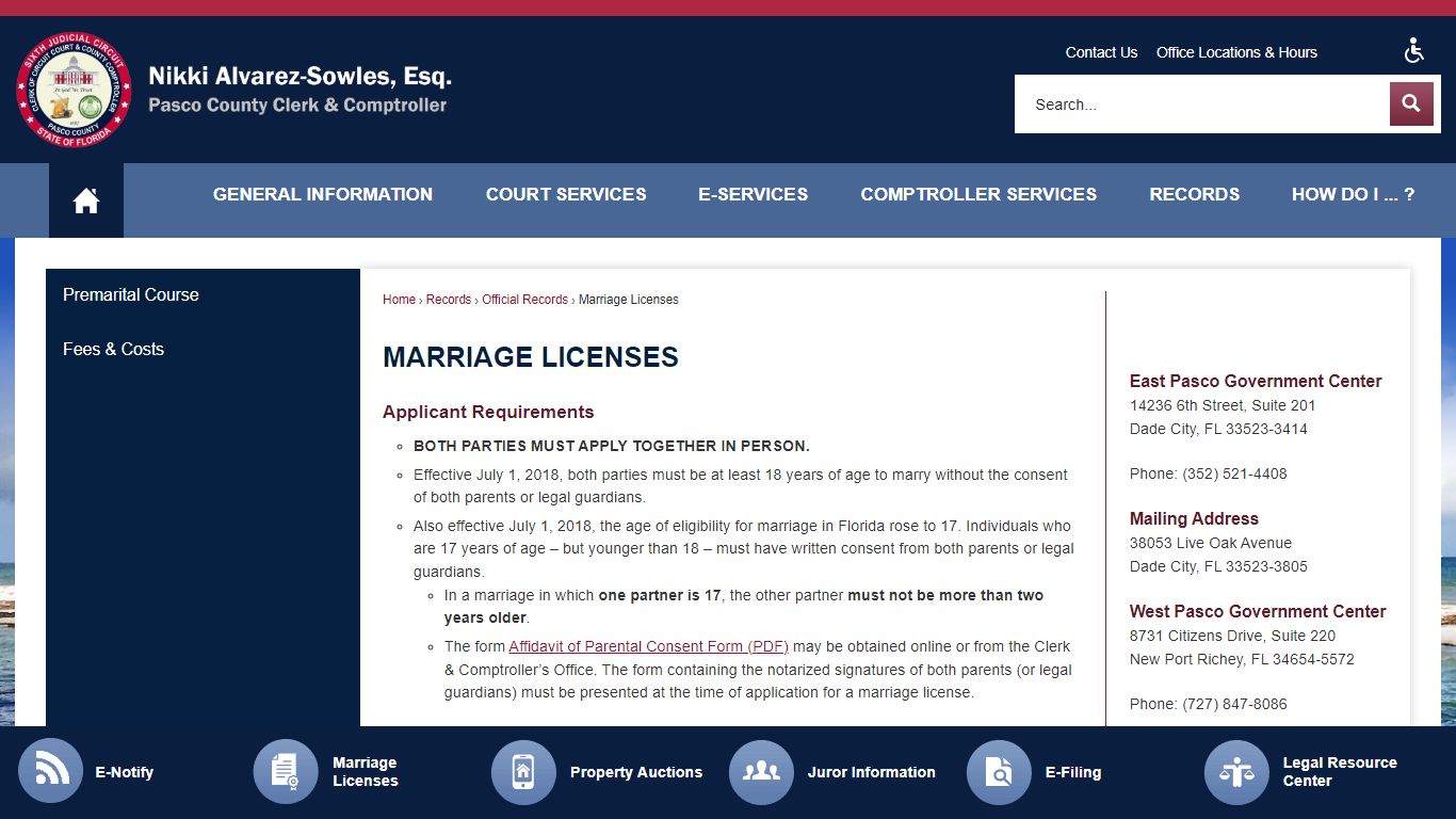 Marriage Licenses | Pasco County Clerk, FL - PASCOCLERK.COM