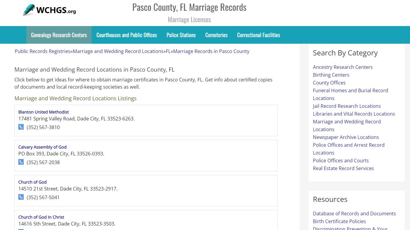 Pasco County, FL Marriage Records - Marriage Licenses