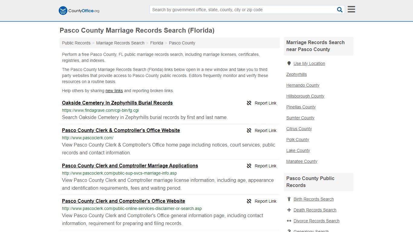 Marriage Records Search - Pasco County, FL (Marriage Licenses ...