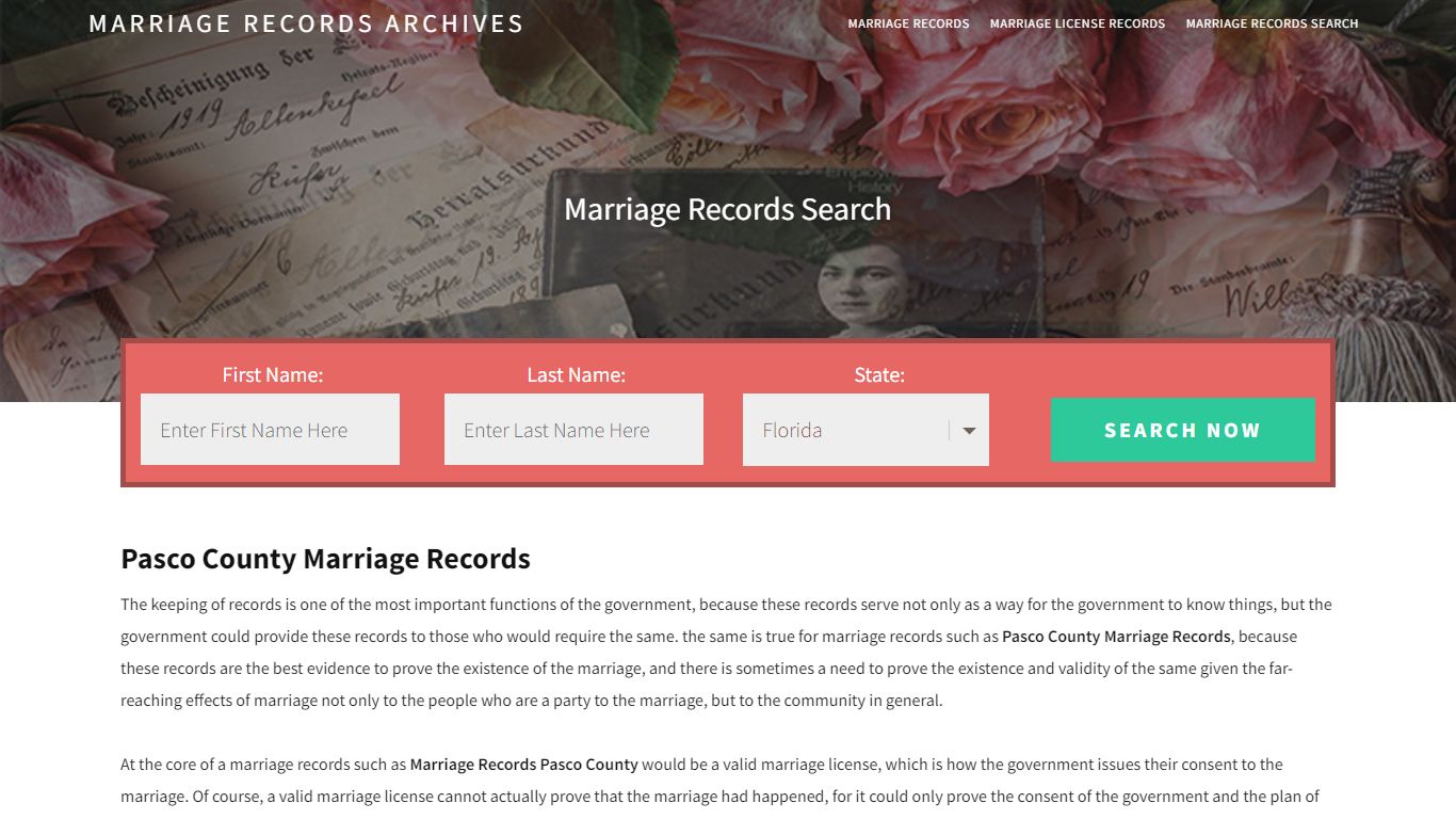 Pasco County Marriage Records